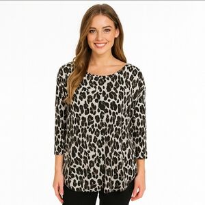 Investments Leopard Print Pullover Top Plus Size 2X